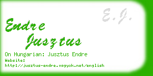 endre jusztus business card